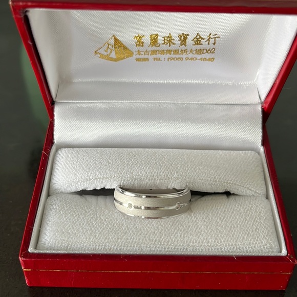 18K white gold men’s band - Picture 1 of 4